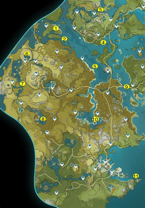 'Genshin Impact' fishing spots: 27 locations, respawn times.